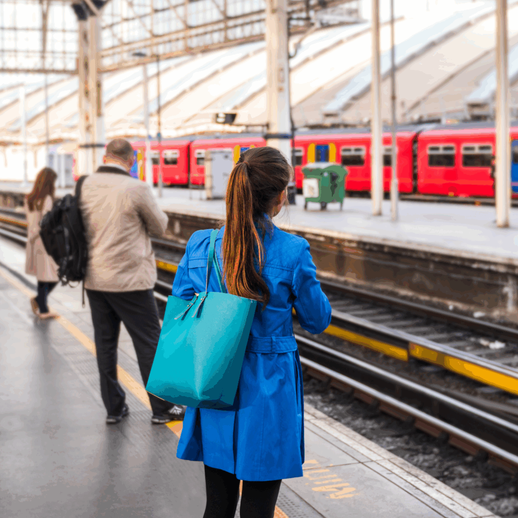 Woman waiting for train.